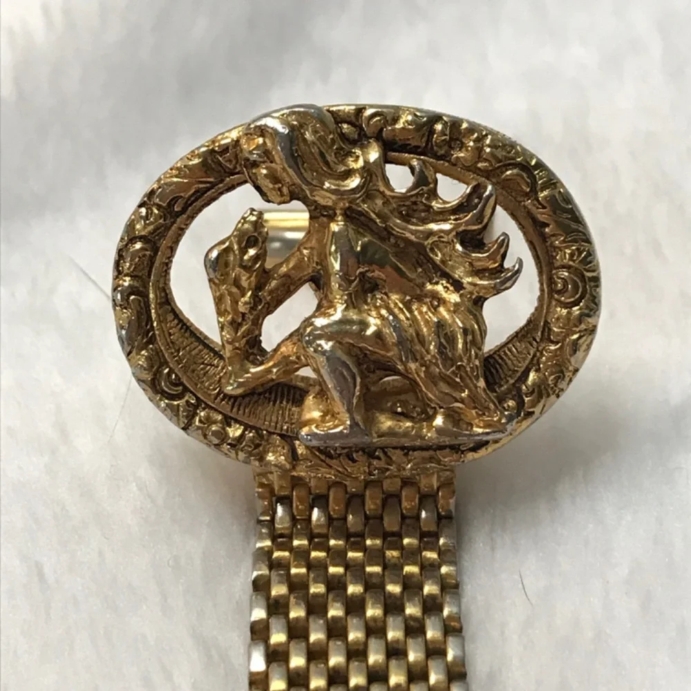 Mismatched Vintage Zodiac Mens Cufflinks Pisces Virgo Gold-Tone